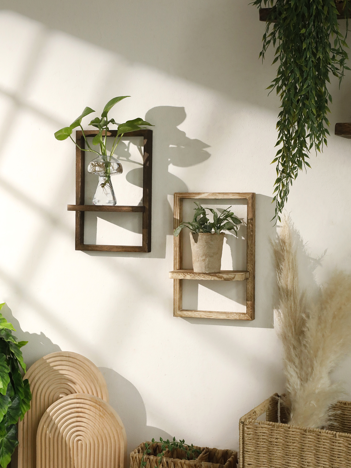 Home Bar Shelf - Wooden Display Shelf Floating Shelves Rustic
