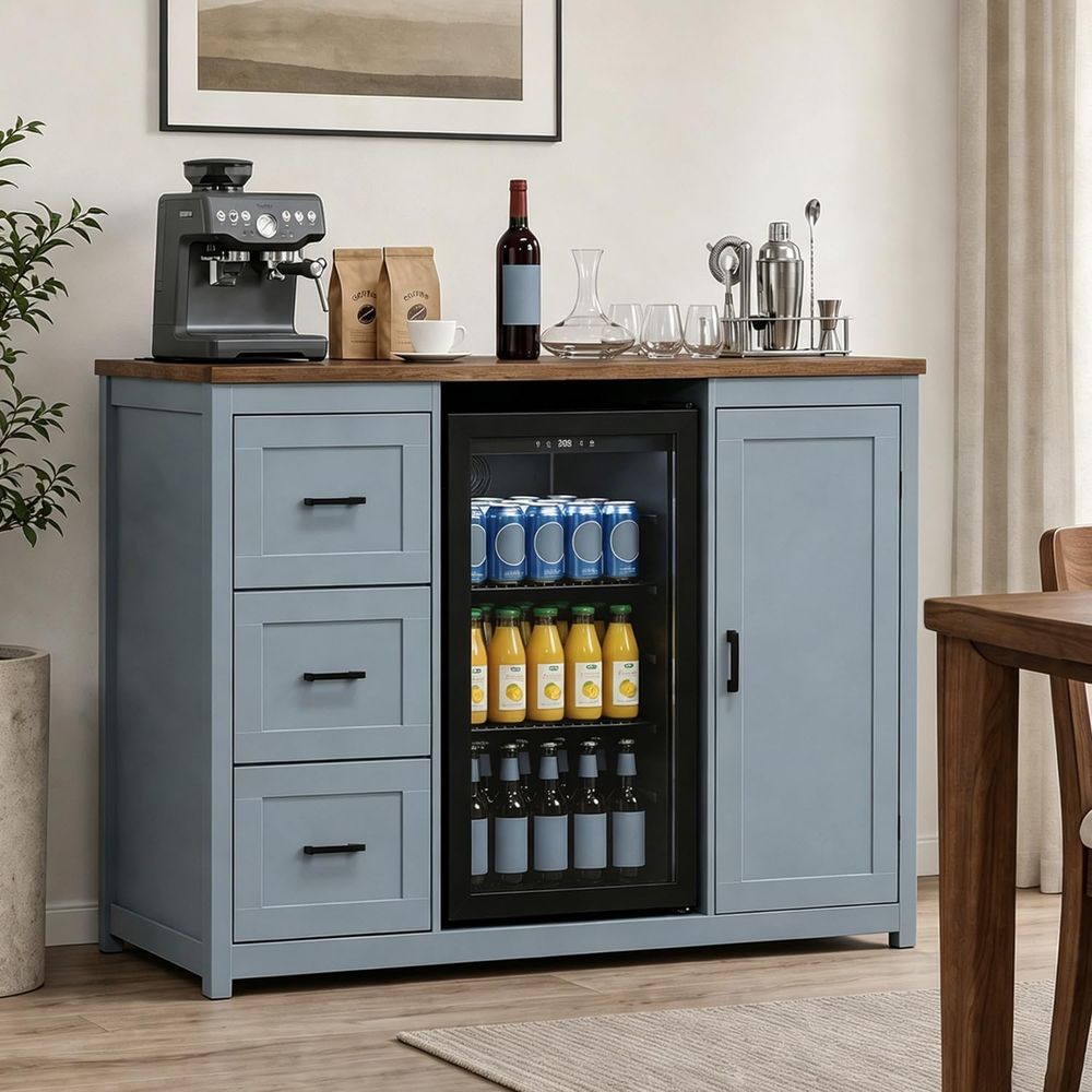 Home Bar Shelves - 52-Inch Coffee Bar Cabinet with Mini
