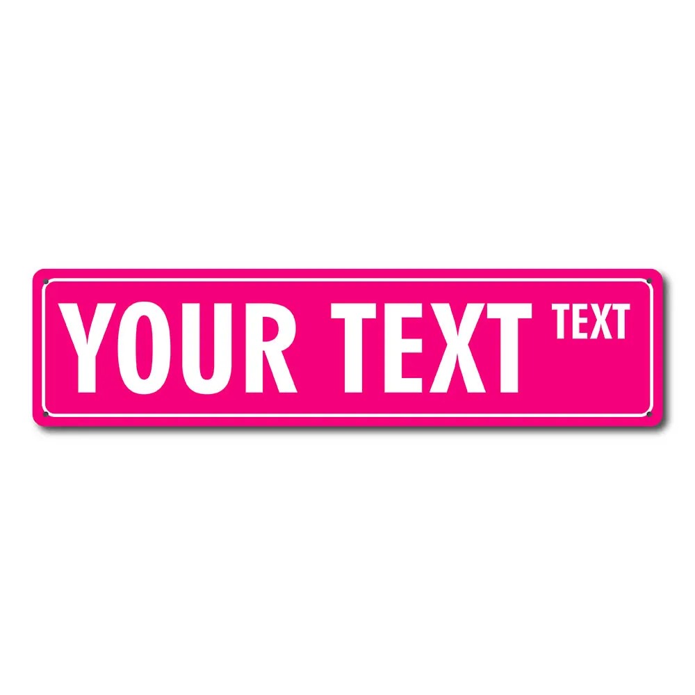 Home Bar Signs - Personalized Hot Pink Vintage Metal Street