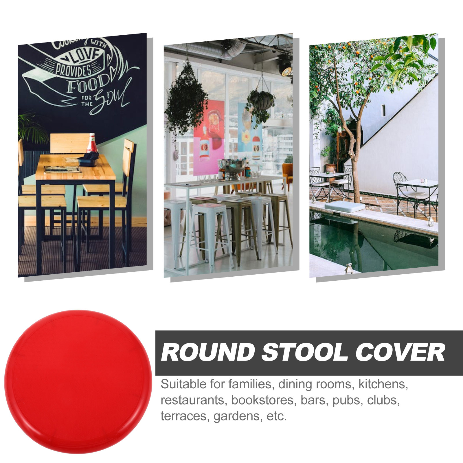Home Bar Stools - Plastic Round Stool Seat Replacement Cover