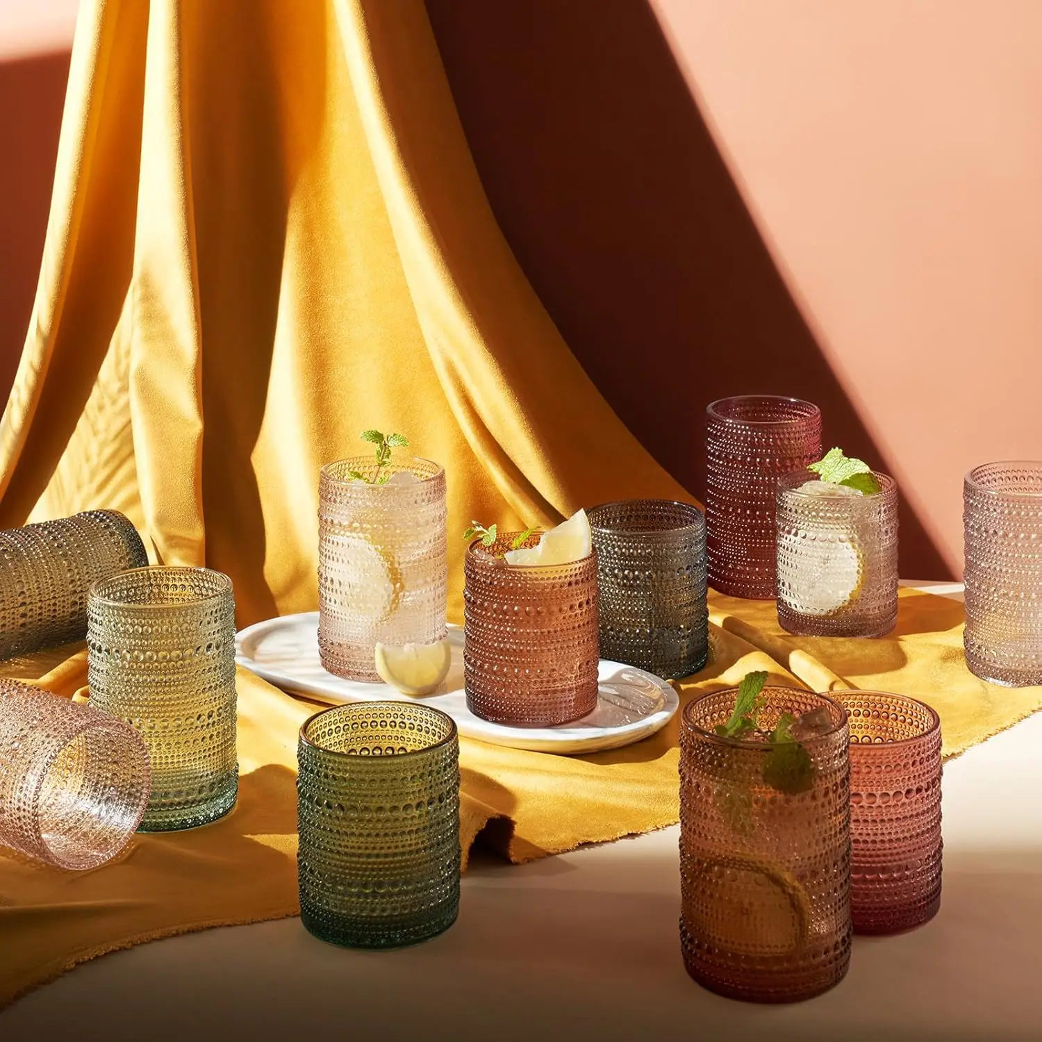 Hobnail Beaded Highball Drinki - Highball Glass Set ulasan dan harga