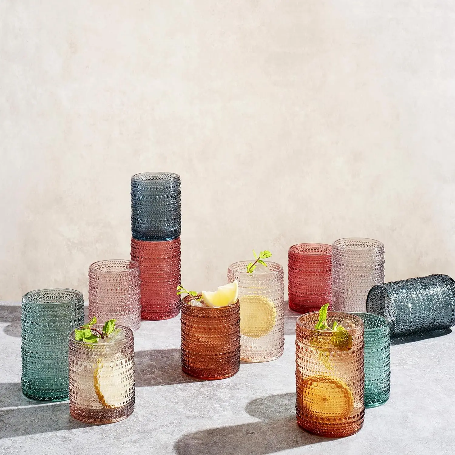 Hobnail Beaded Highball Drinki - Highball Glass Set ulasan dan harga
