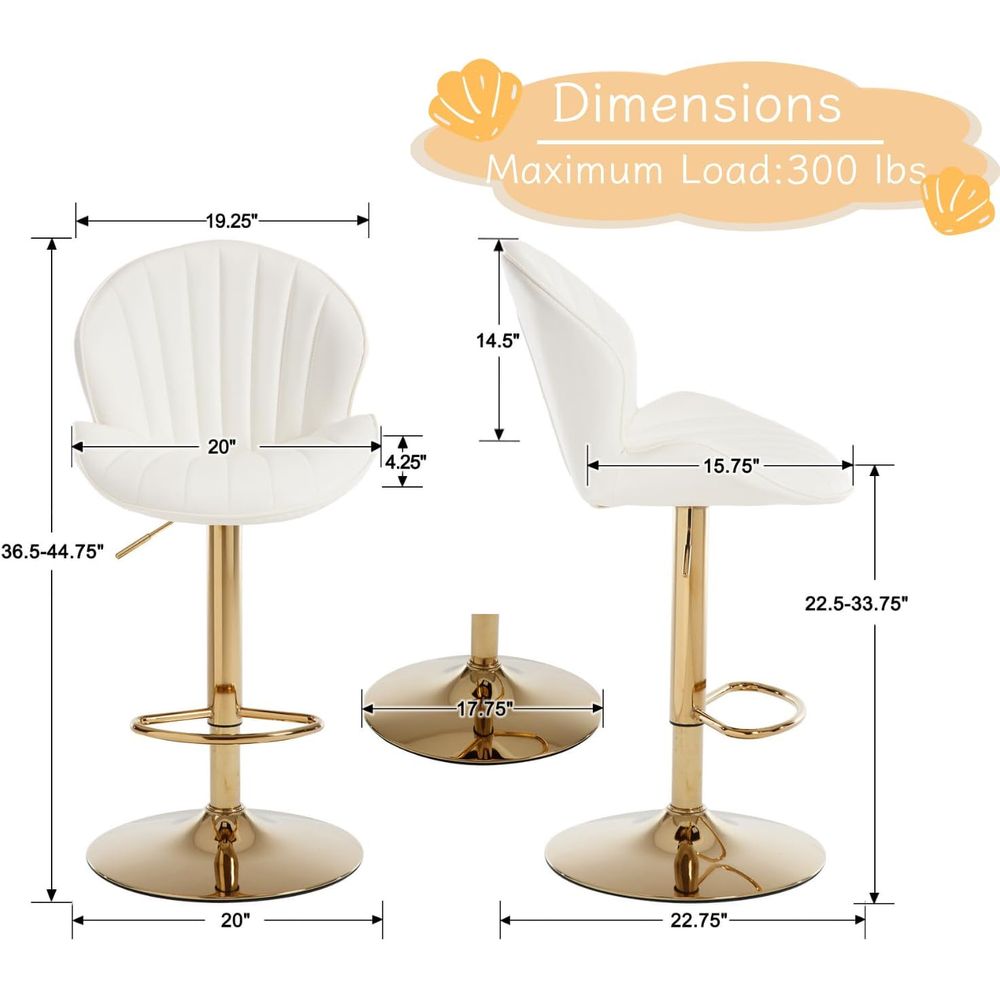Set of 2 Cream White Leather S - Home Bar Stools ulasan dan harga