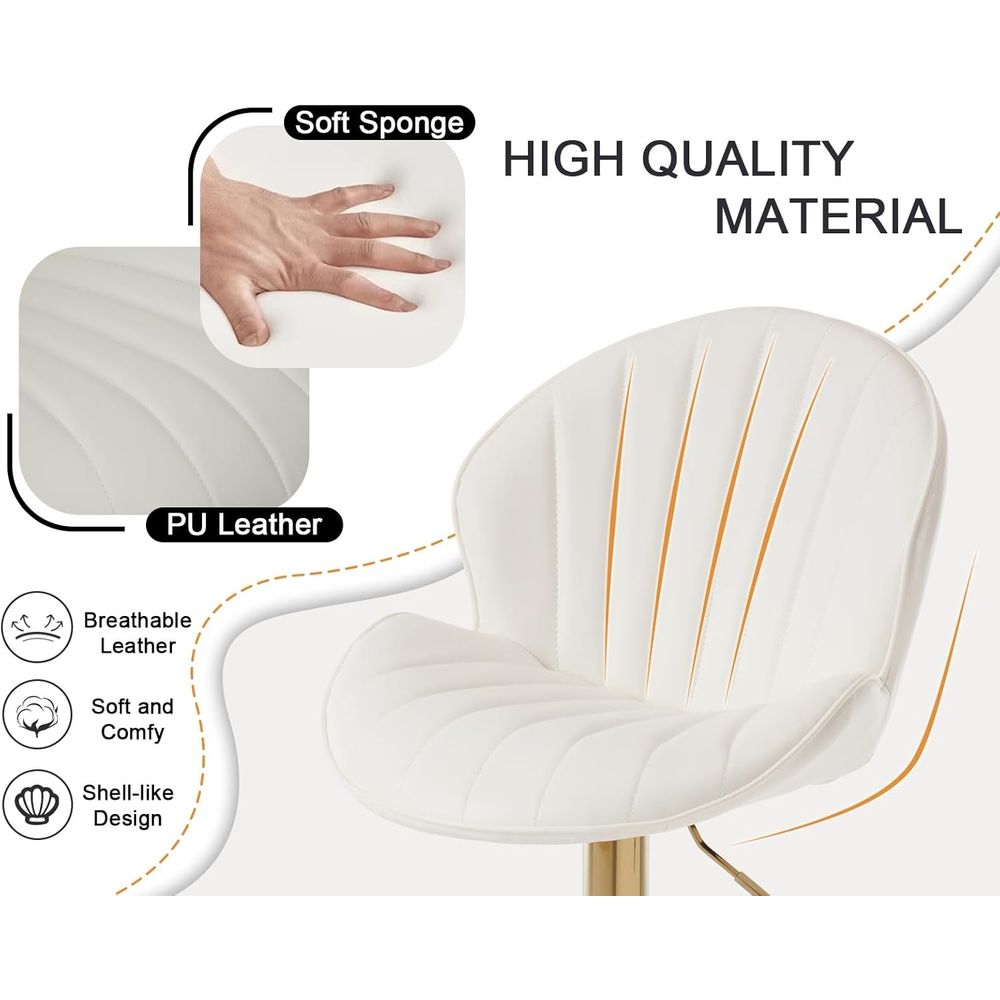 Set of 2 Cream White Leather S - Home Bar Stools ulasan dan harga