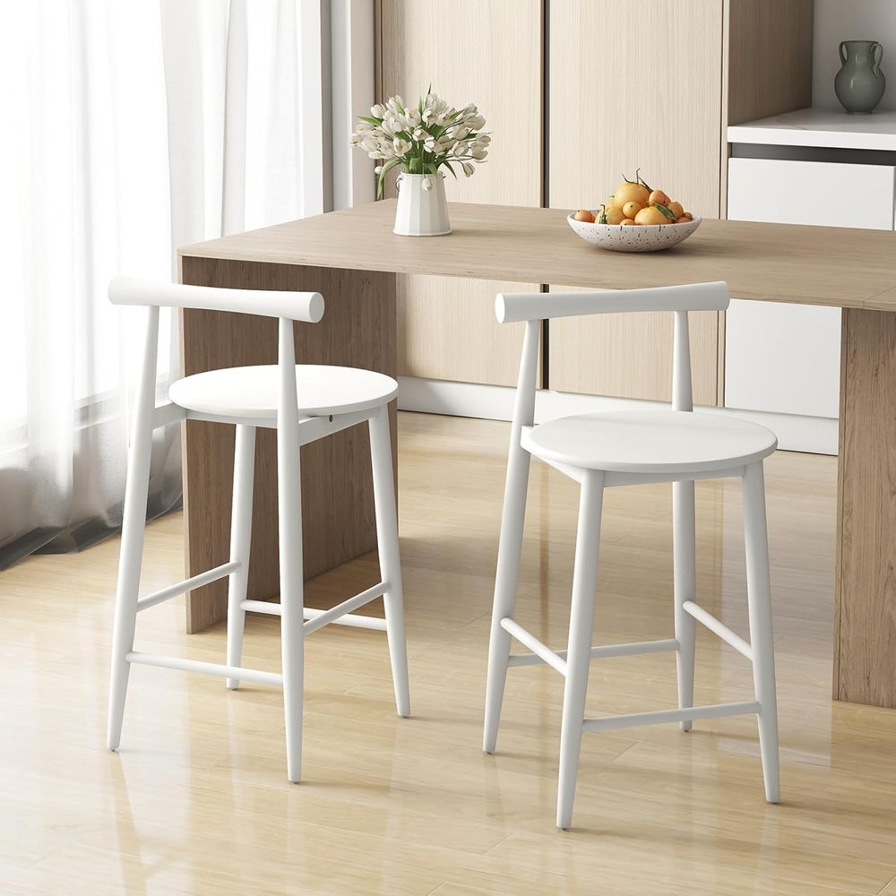 Set of 2 White Wooden Bar Chai - Home Bar And Counter ulasan dan harga