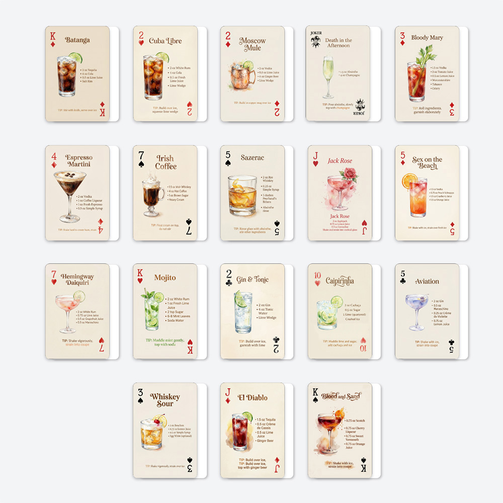 54pcs Cocktail Recipes Playing - Cocktail Recipe Book ulasan dan harga