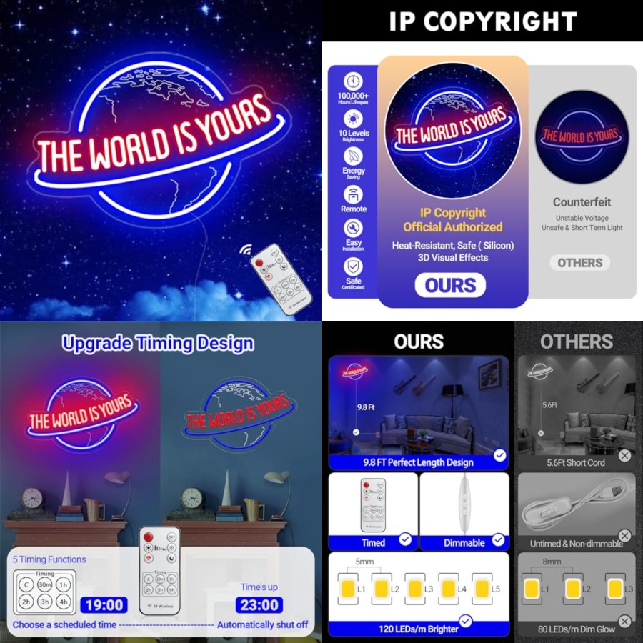 The World Is Yours Neon Sign,  - Home Bar Signs ulasan dan harga
