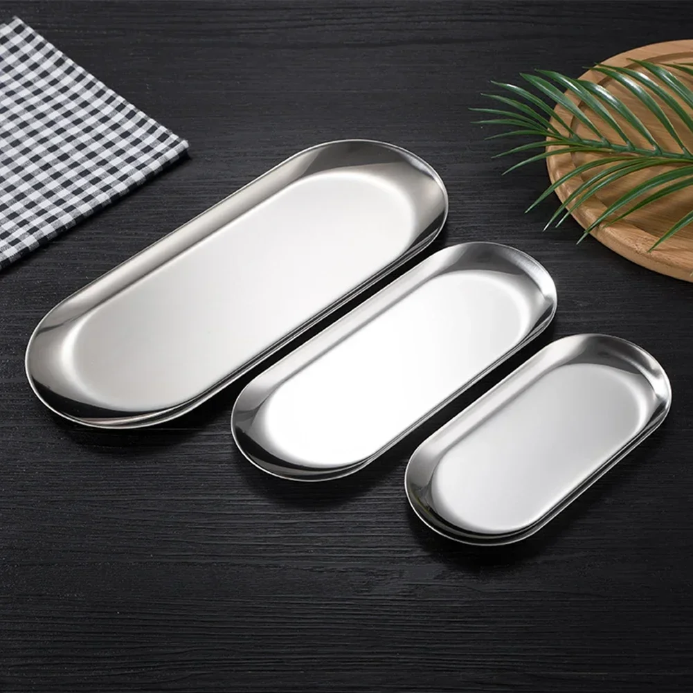 Stainless Steel Tray Oval Tray - Garnish Tray Set ulasan dan harga
