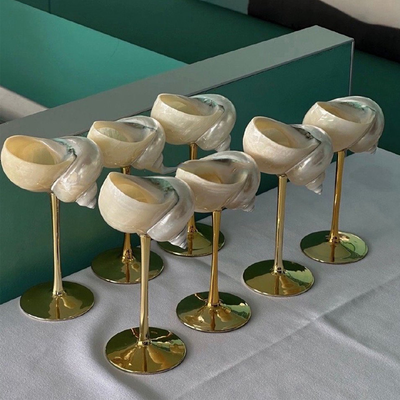 Natural Conch Wine Glass Bar a - Home Bar Shelf ulasan dan harga