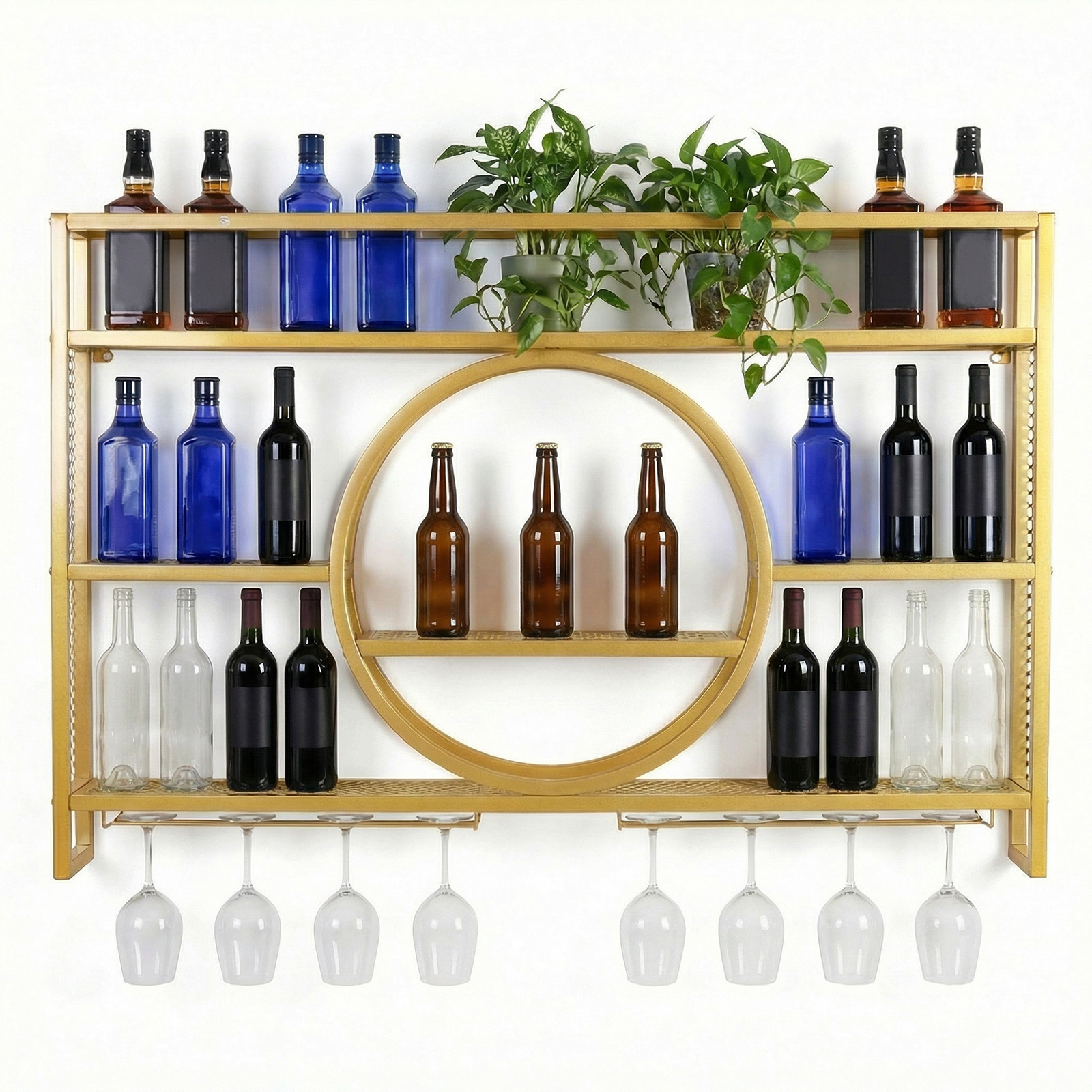 Wine Glass Rack Floating Bar S - Home Bar Shelf ulasan dan harga