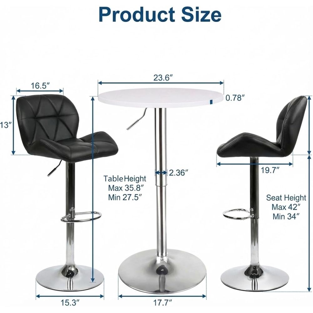 White Round Adjustable Height  - Home Bar Stools ulasan dan harga