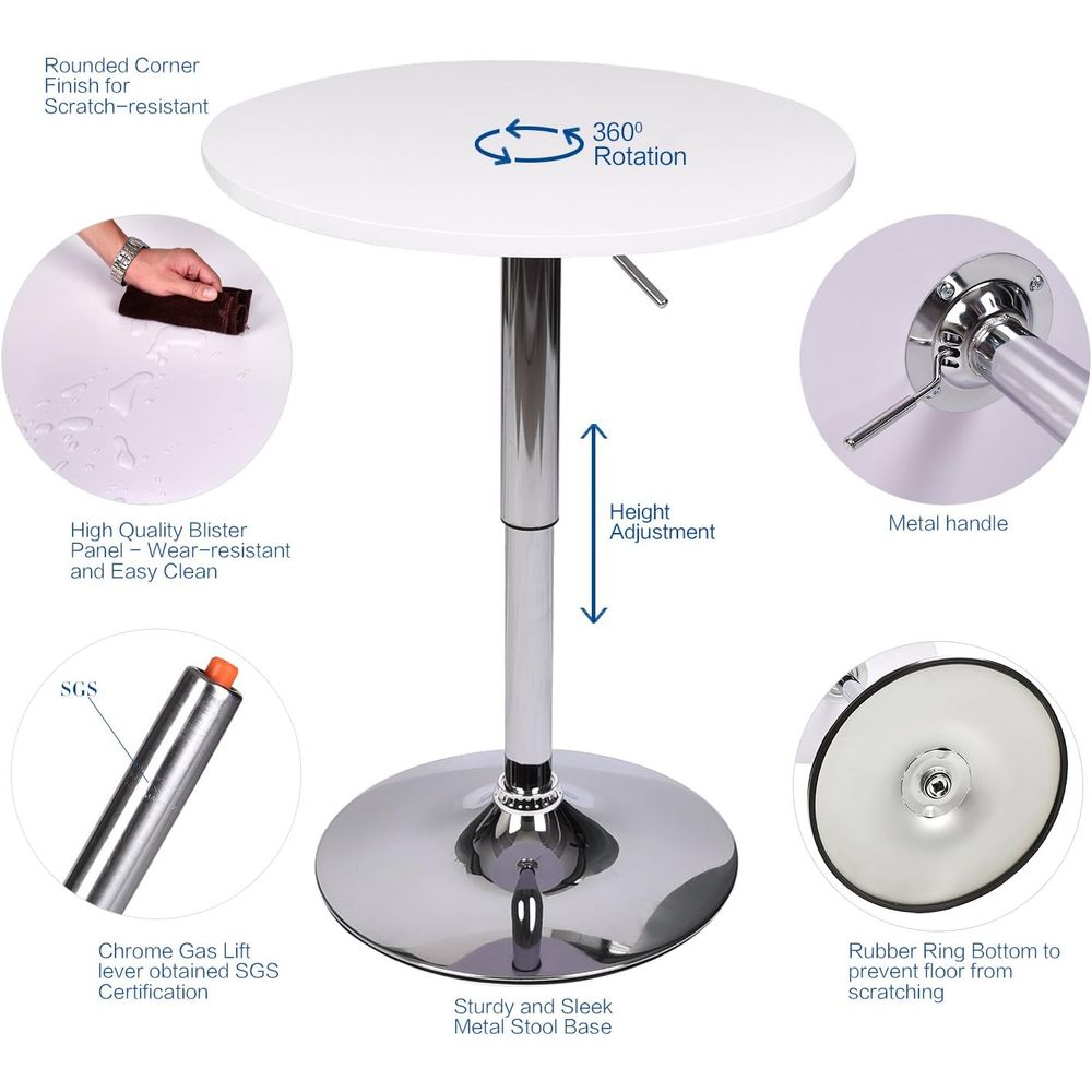 White Round Adjustable Height  - Home Bar Stools ulasan dan harga