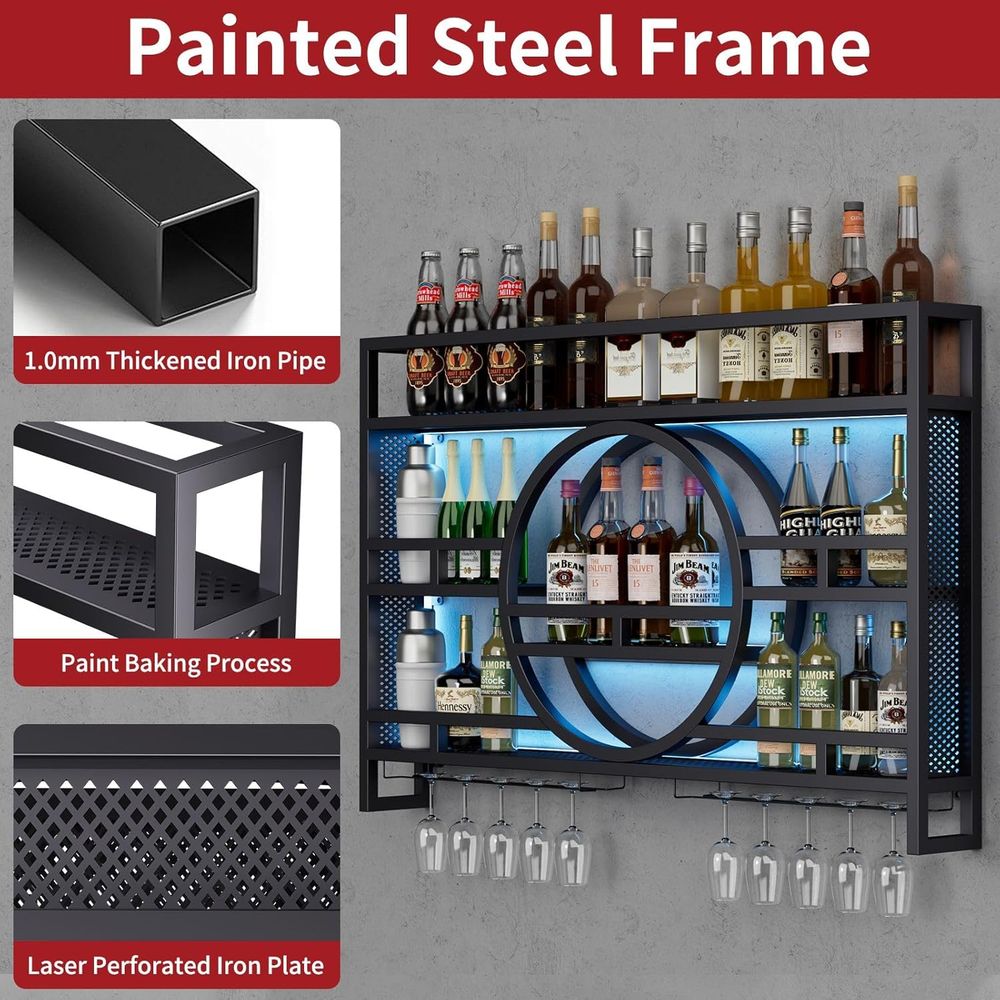 39 Wall-Mounted 3-Tier Wine Ra - Home Bar Shelves ulasan dan harga