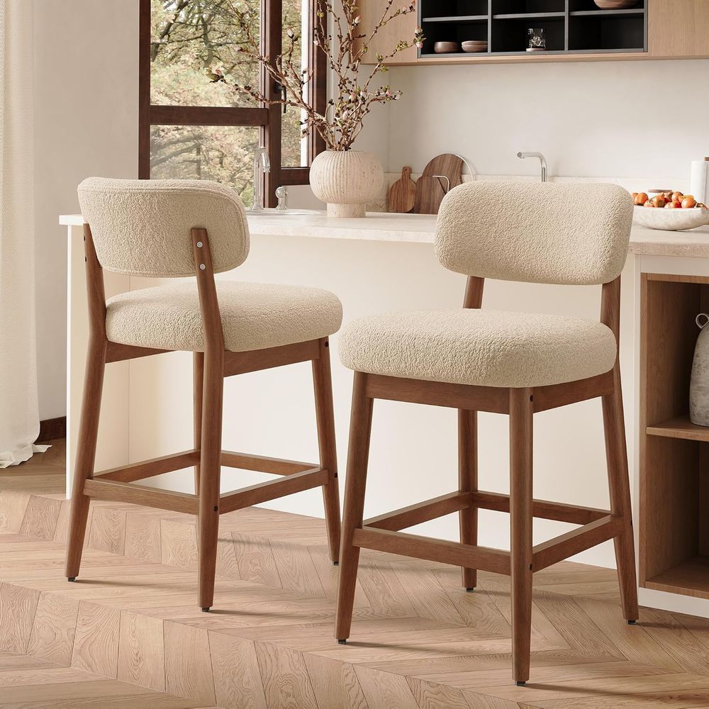 Set of 2 Modern Boucle Bar Cha - Home Bar Stools ulasan dan harga
