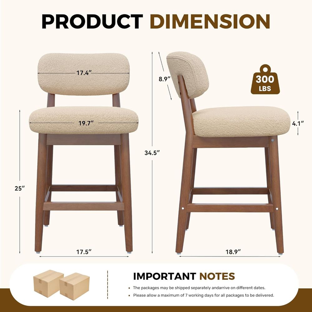 Set of 2 Modern Boucle Bar Cha - Home Bar Stools ulasan dan harga