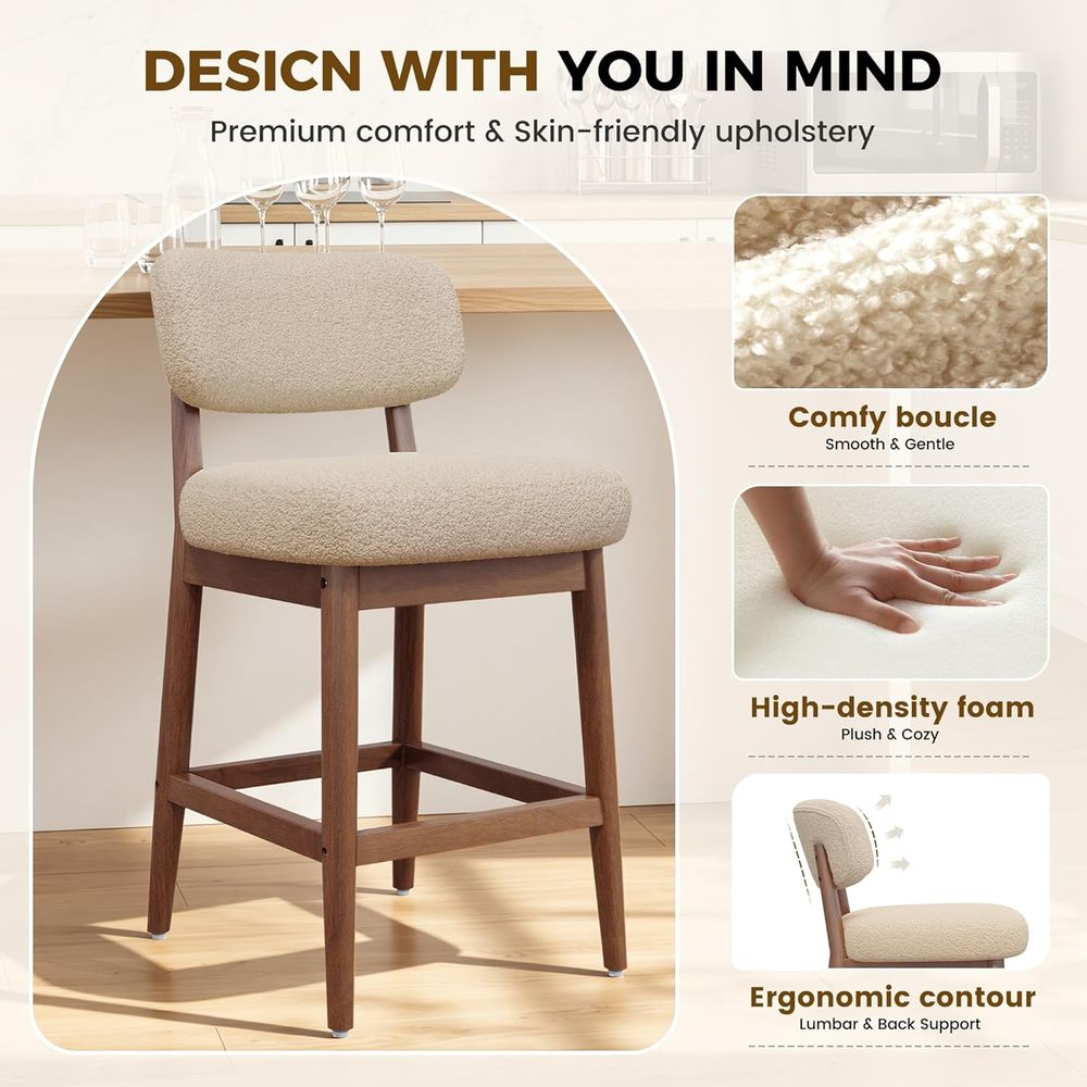 Set of 2 Modern Boucle Bar Cha - Home Bar Stools ulasan dan harga