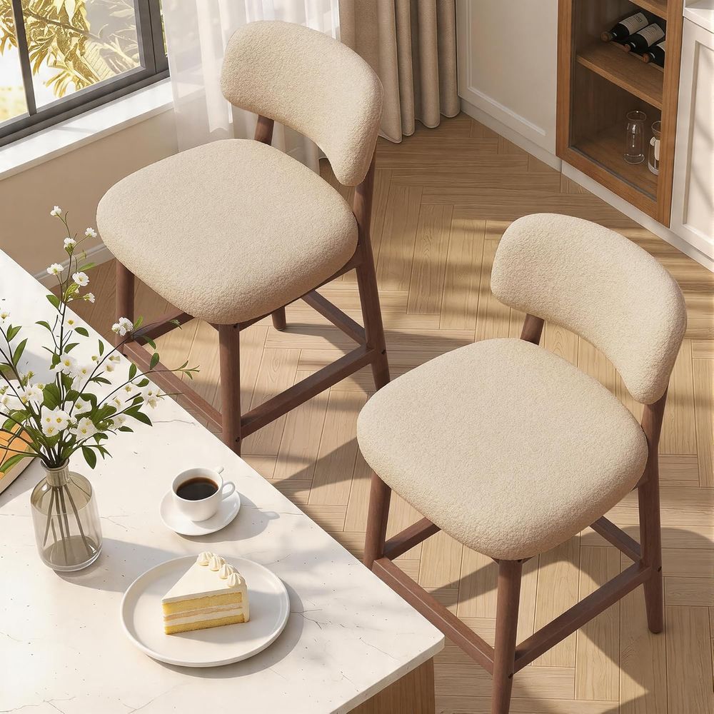 Set of 2 Modern Boucle Bar Cha - Home Bar Stools ulasan dan harga