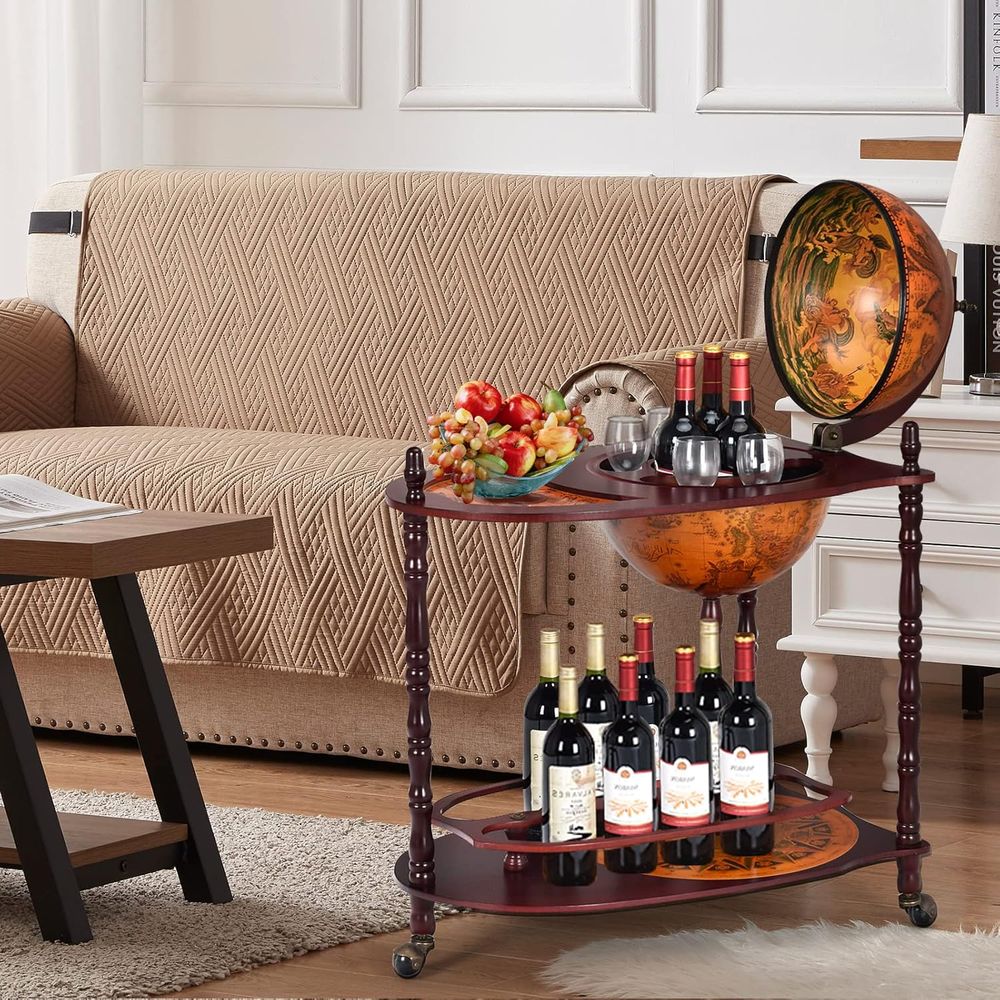 Vintage 34.5 Wheeled Globe Bar - Home Bar Shelf ulasan dan harga