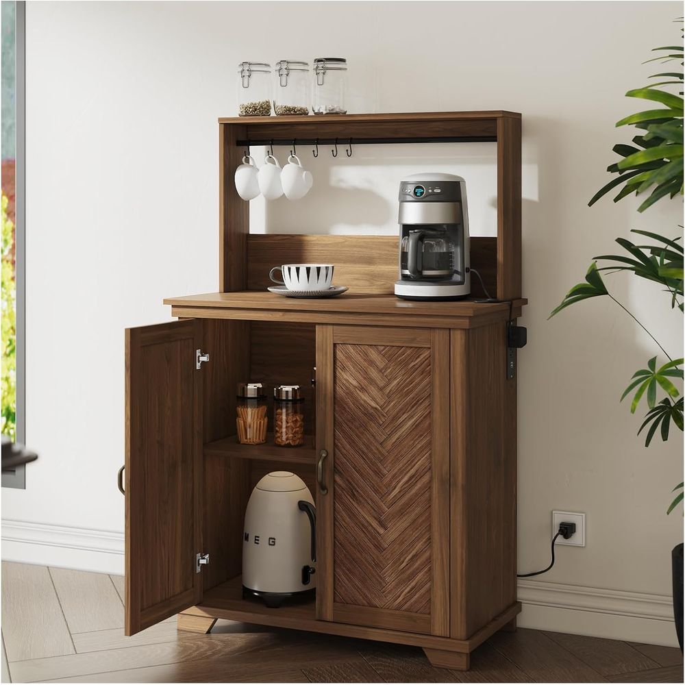 Coffee Bar Cabinet with Storag - Home Bar Shelves ulasan dan harga