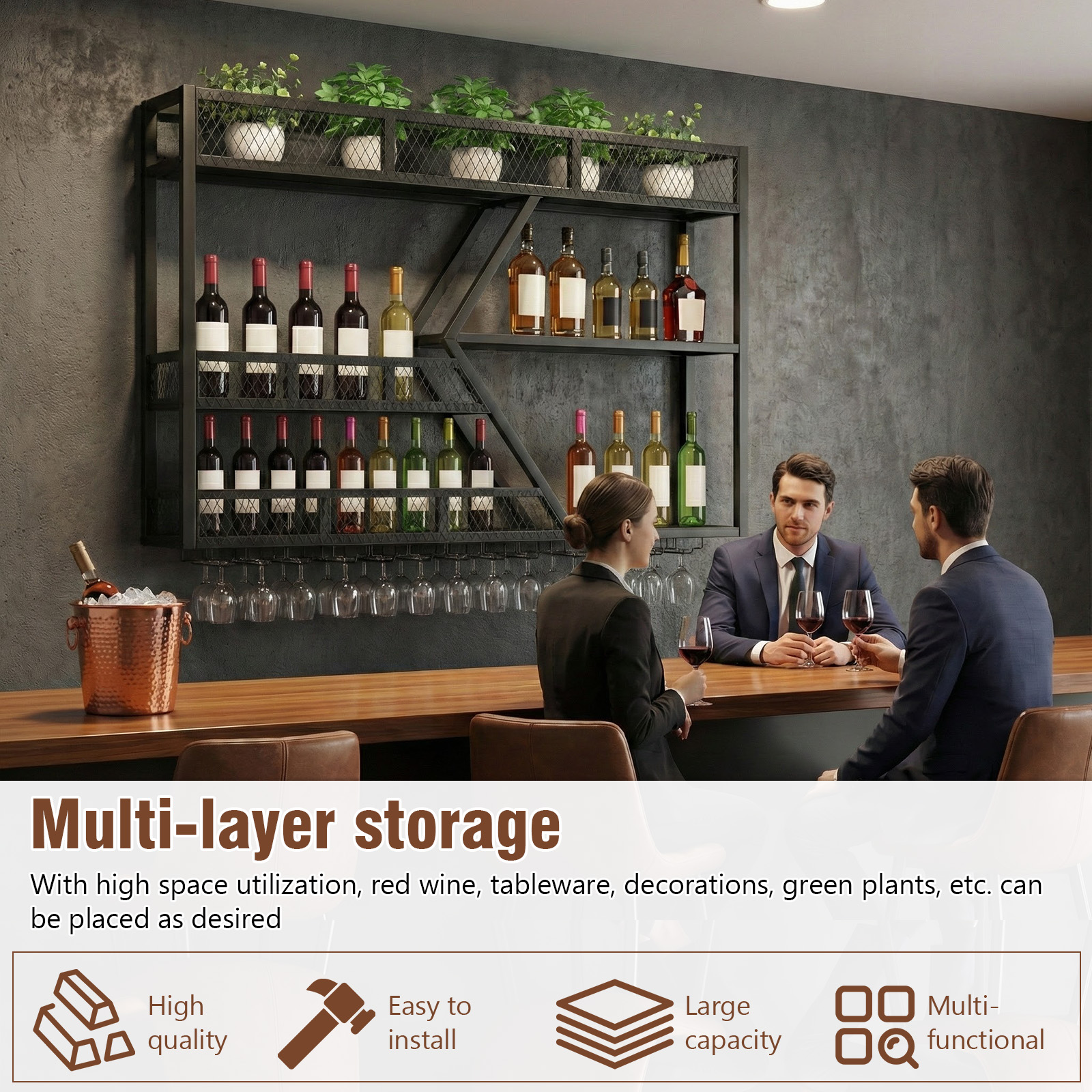 39in 3-Tiers Floating Bar Shel - Home Bar Shelf ulasan dan harga