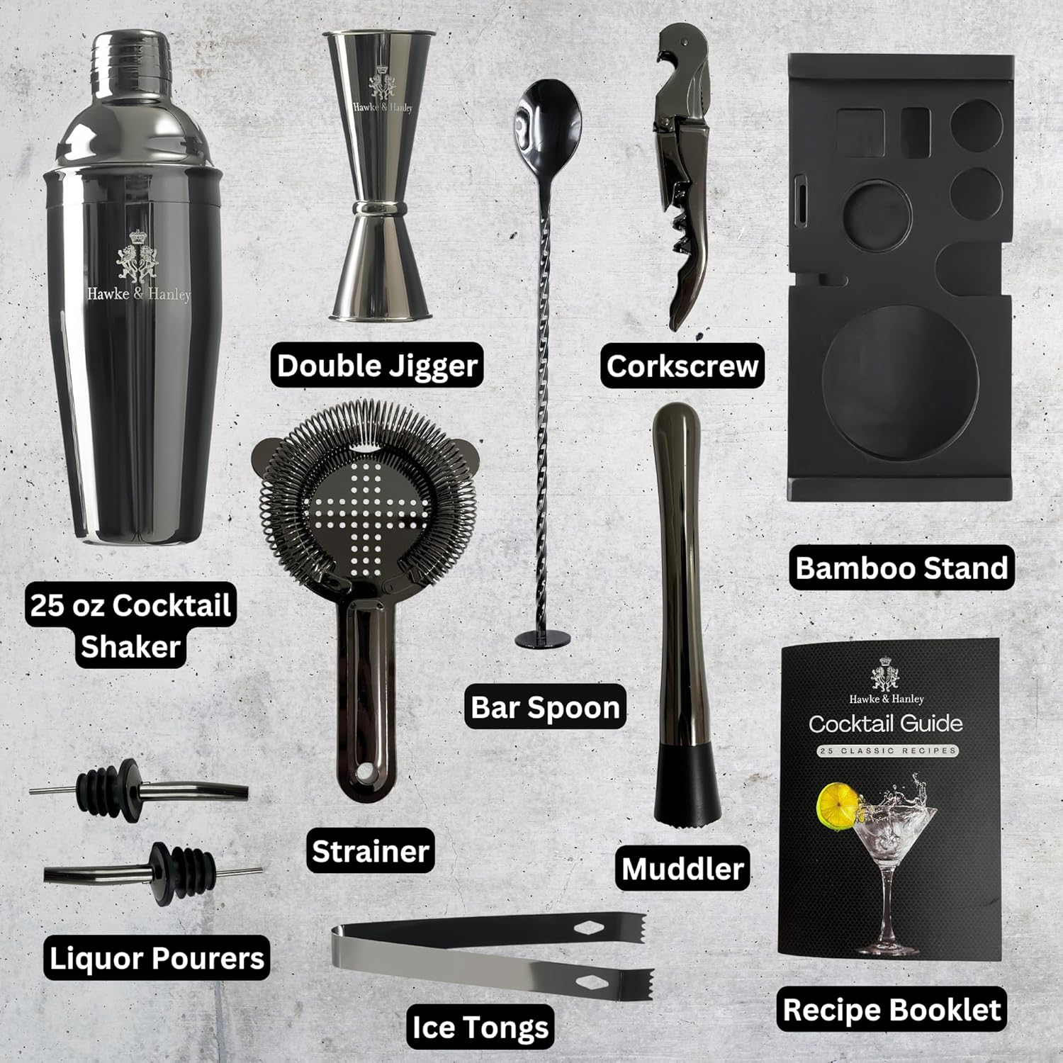 Cocktail Shaker Bar Set, 25 oz - Cocktail Recipe Book ulasan dan harga