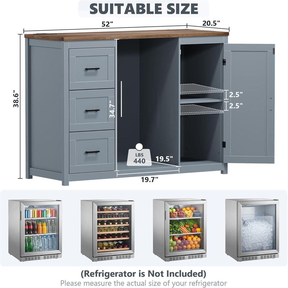52-Inch Coffee Bar Cabinet wit - Home Bar Shelves ulasan dan harga