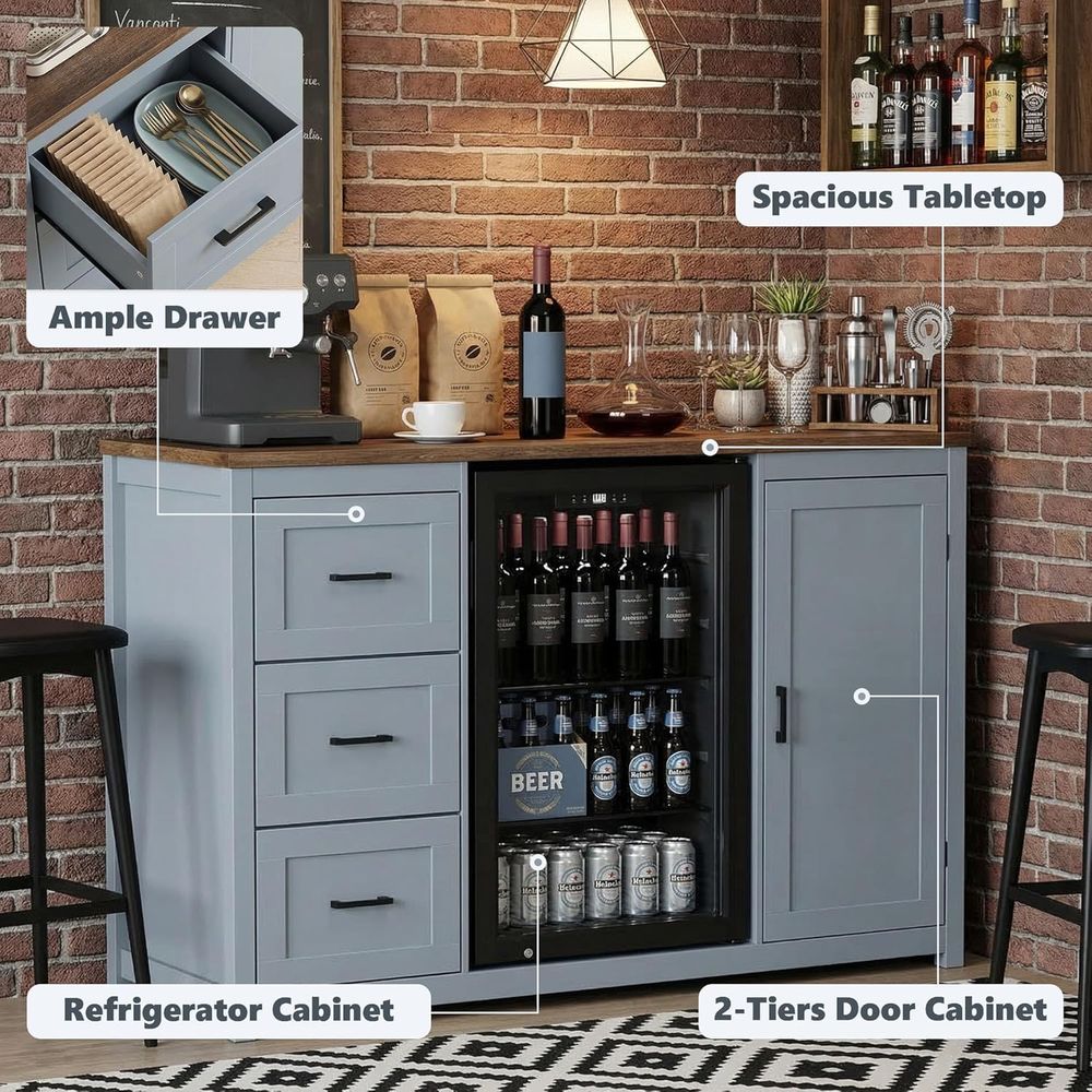52-Inch Coffee Bar Cabinet wit - Home Bar Shelves ulasan dan harga