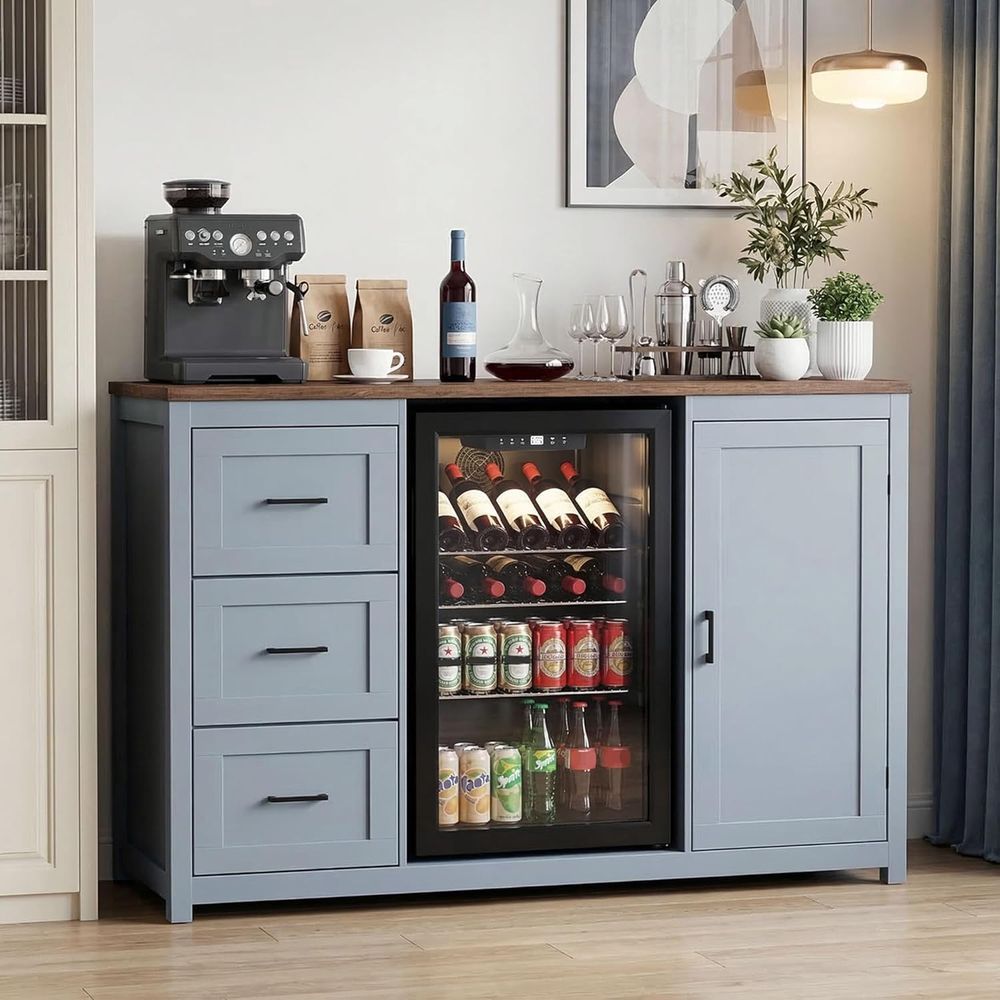 52-Inch Coffee Bar Cabinet wit - Home Bar Shelves ulasan dan harga
