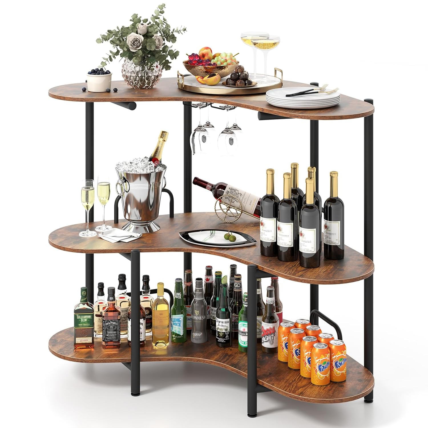 3-Tier Bar Table, Corner Bar C - Home Bar Shelves ulasan dan harga