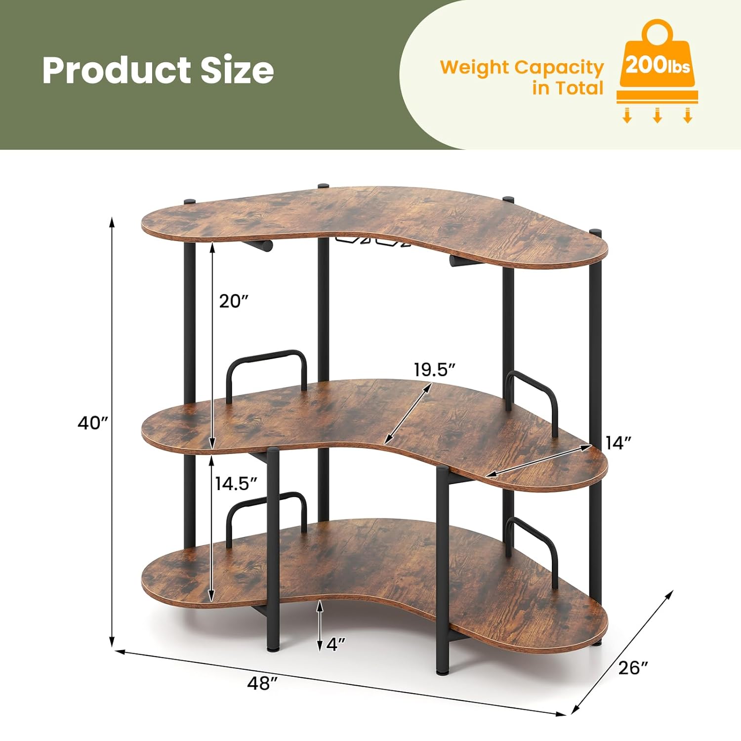 3-Tier Bar Table, Corner Bar C - Home Bar Shelves ulasan dan harga