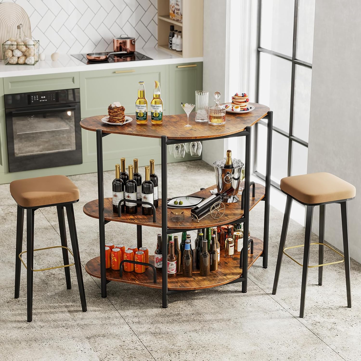 3-Tier Bar Table, Corner Bar C - Home Bar Shelves ulasan dan harga
