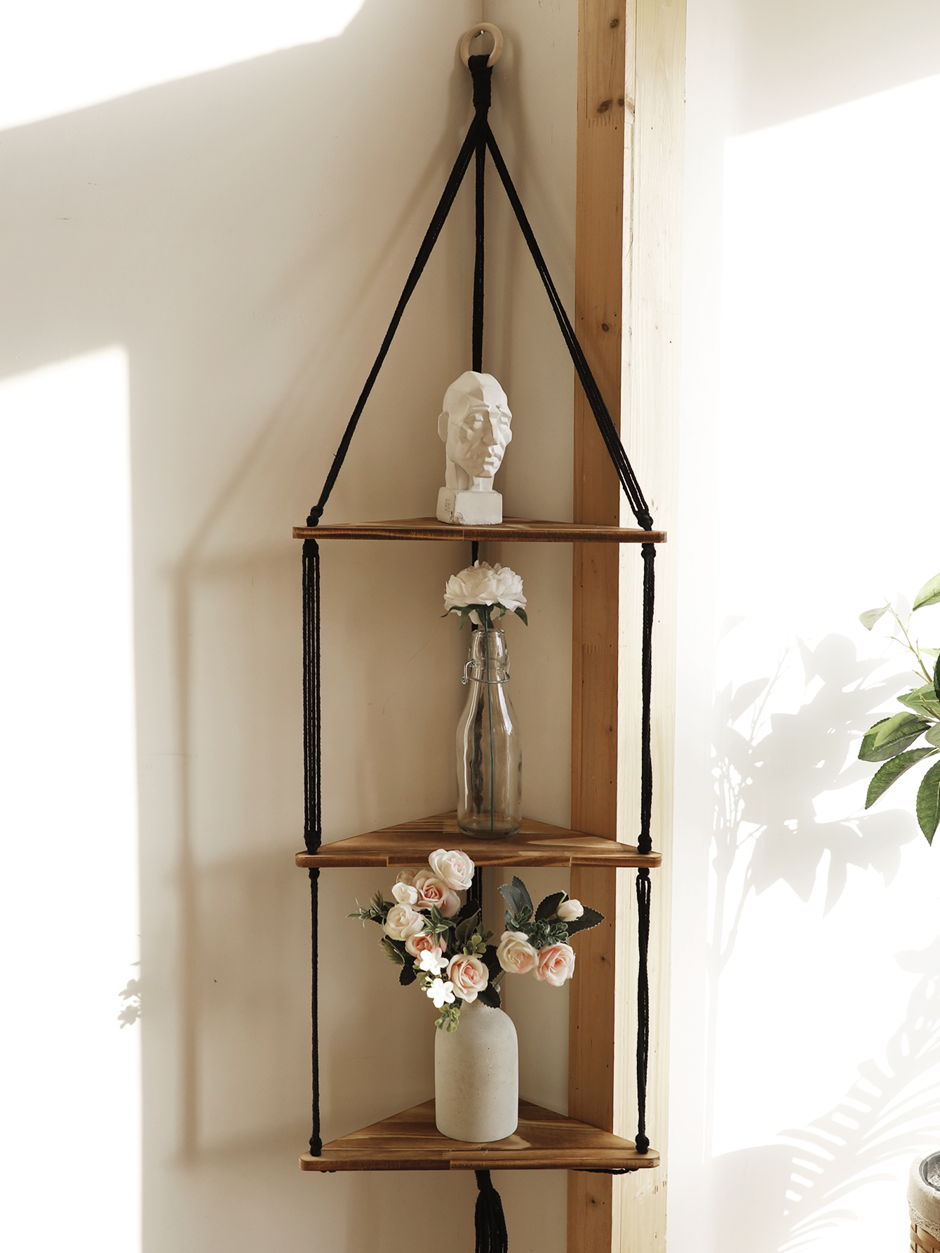 Wooden Corner Shelf Wall Decor - Home Bar Shelf ulasan dan harga