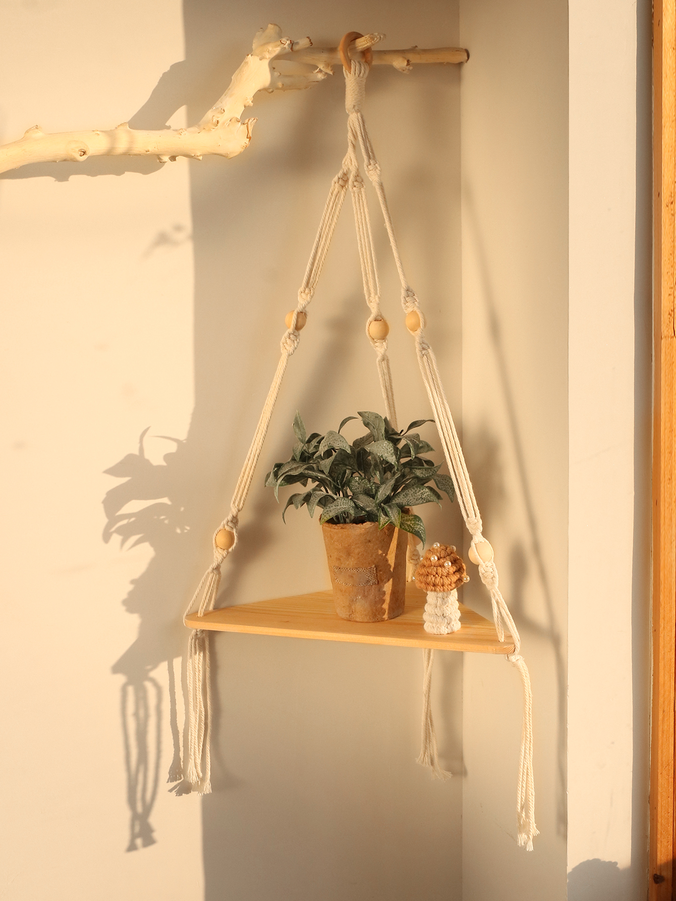 Wooden Corner Shelf Wall Decor - Home Bar Shelf ulasan dan harga