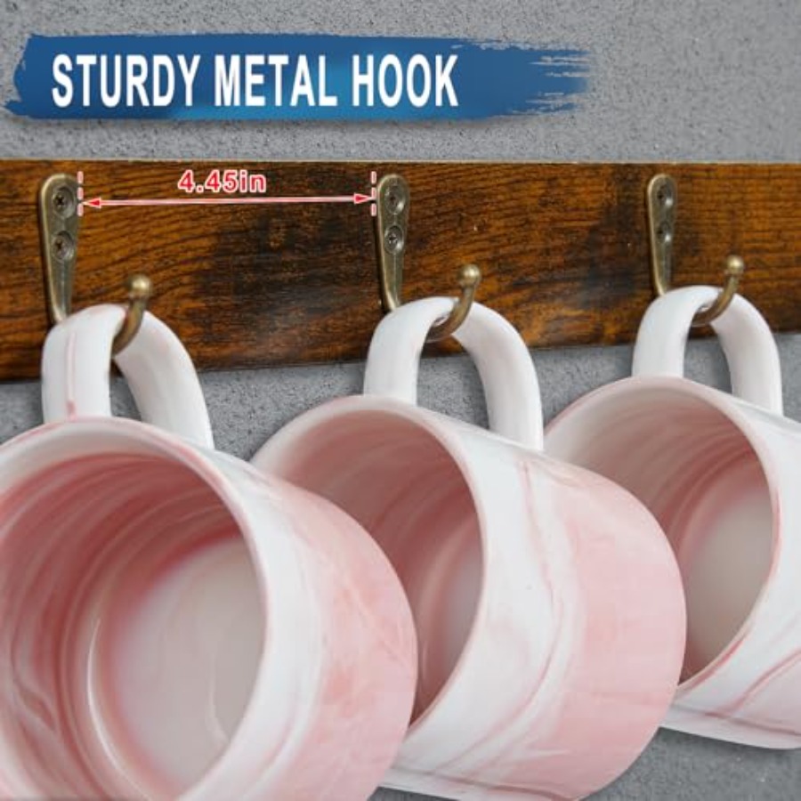 Rustic Wood Coffee Mug Rack -  - Home Bar Shelves ulasan dan harga