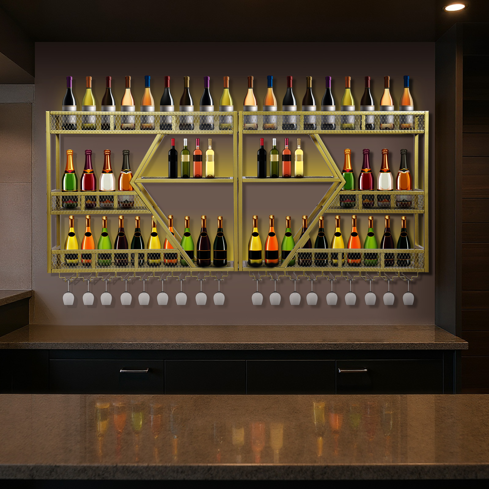Metal Wine Bottles Storage Dis - Home Bar Shelf ulasan dan harga