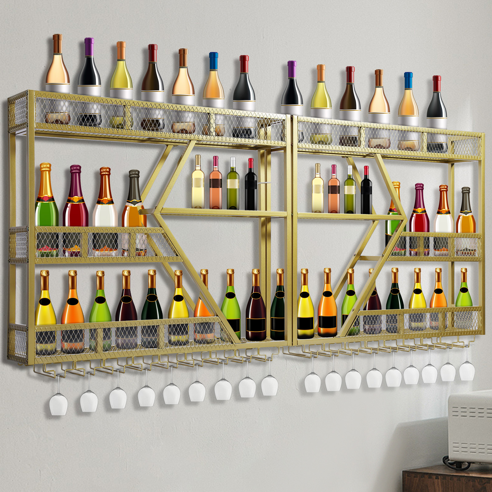 Metal Wine Bottles Storage Dis - Home Bar Shelf ulasan dan harga